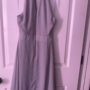 Beautiful summer choker neck dress grey and white dots